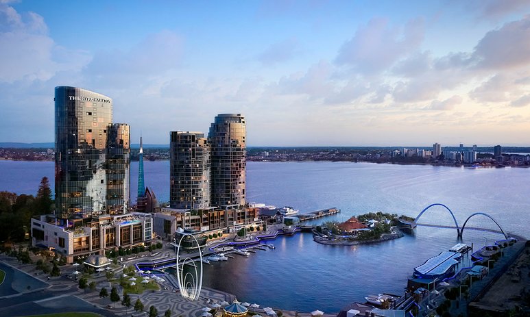 View of The Ritz Carlton, Perth across Elizabeth Quay and the Swan River