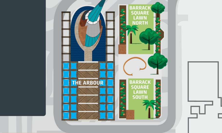 A map of Barrack Square event spaces.