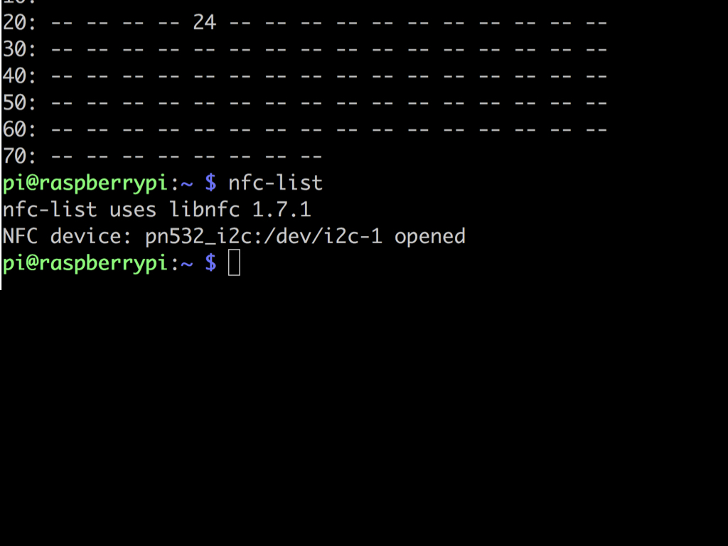 Type in nfc-list to check the NFC module