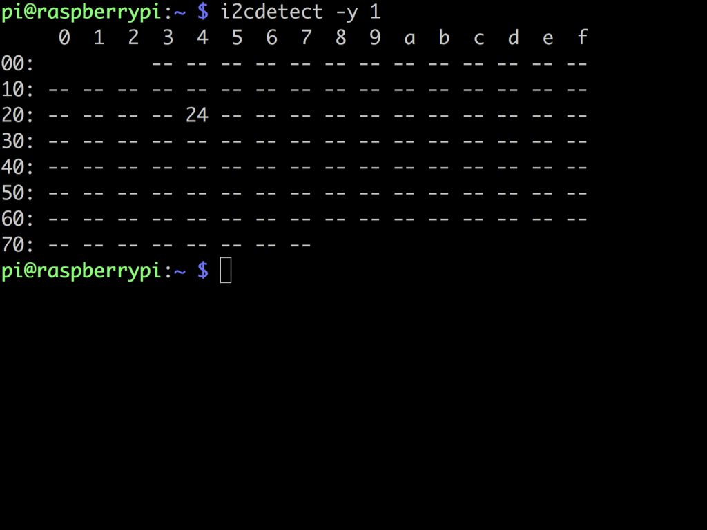 Run i2cdetect –y 1 to check whether the I2C device is recognized