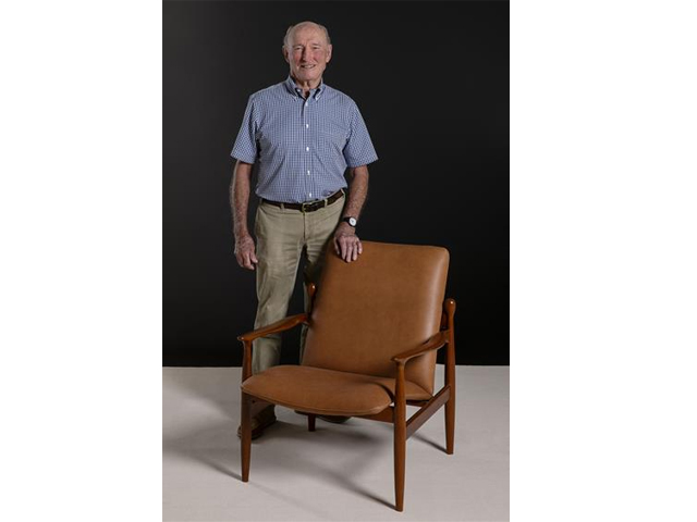 Furniture legend Tony Parker with the Parker 150 chair.