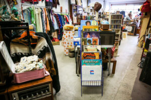 secondhand shop full of records