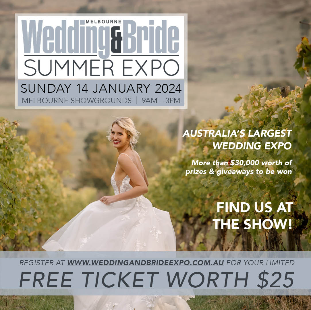 Advertisement for the 2024 Melbourne Wedding and Bride Expo
