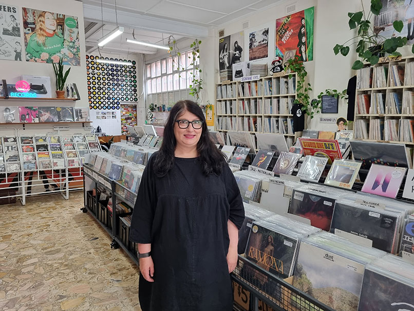 Renae, owner of Record Paradise on Sydney Road Brunswick, on International Record Store Day.