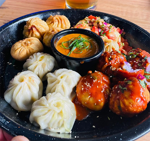 Buffalo Chicken Momo Dumplings from Momo Central on Sydney Road Brunswick.