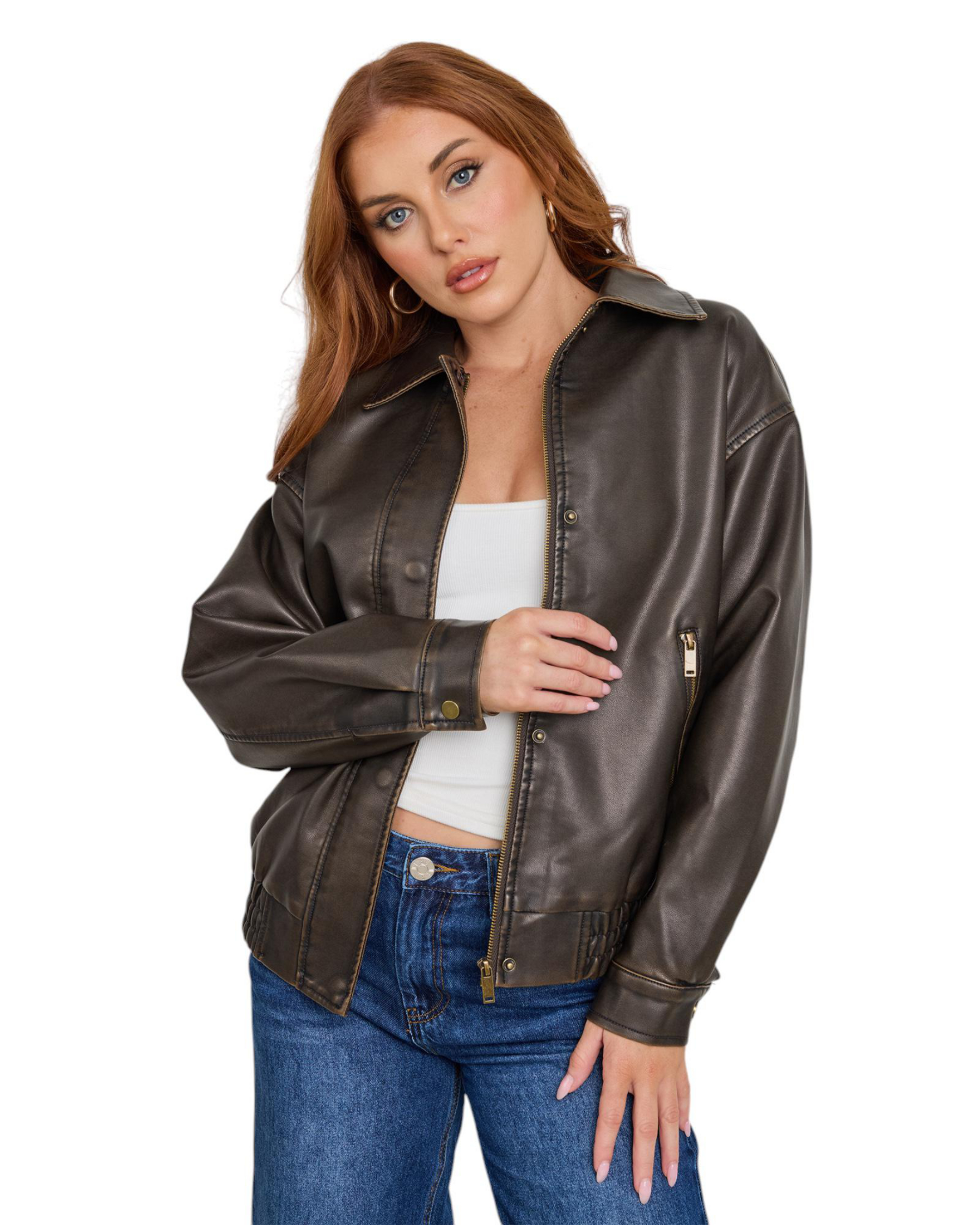 Ava And Ever Maverick Faux Leather Bomber Jacket - Picture 2 of 21