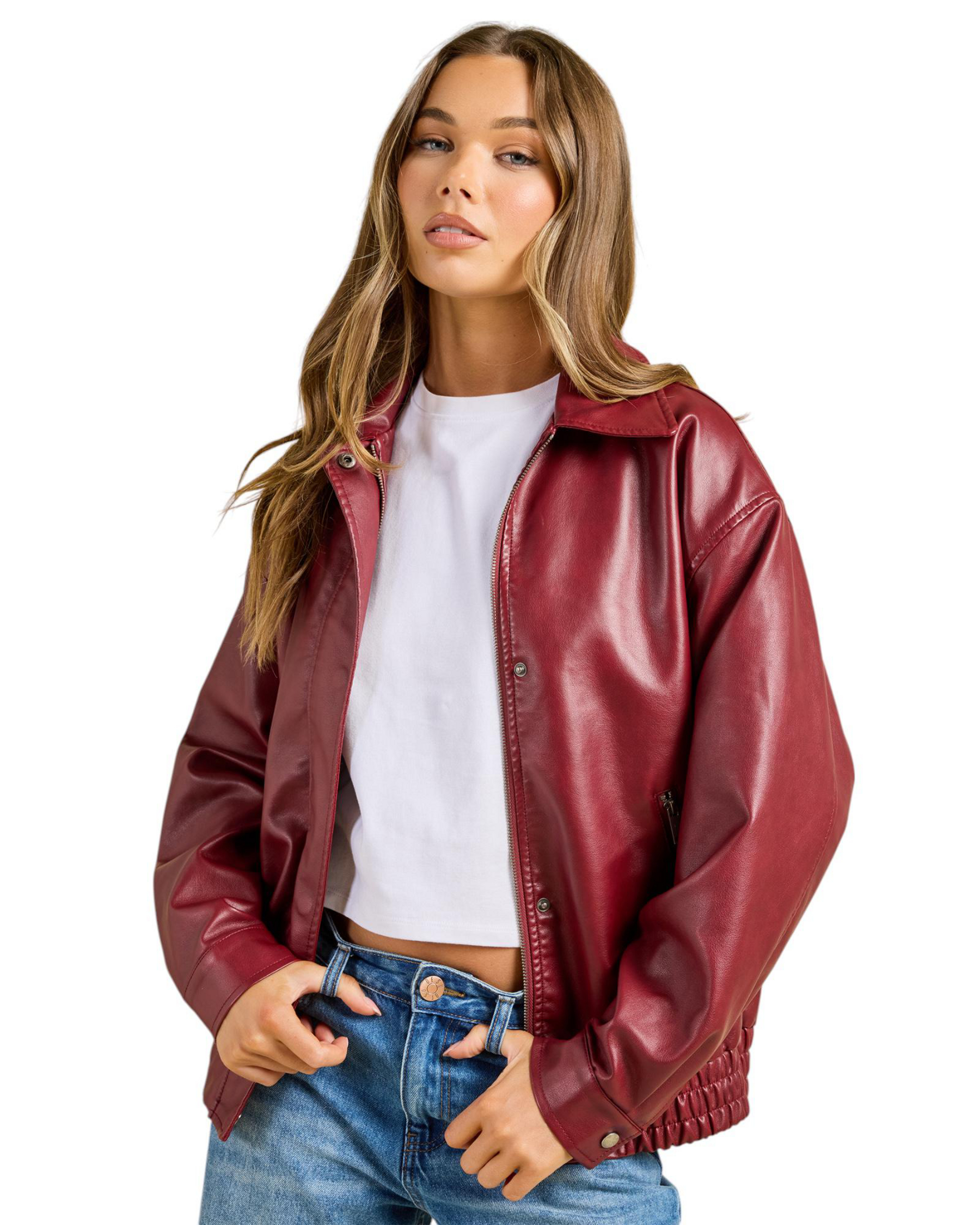 Ava And Ever Maverick Faux Leather Bomber Jacket - Picture 8 of 21
