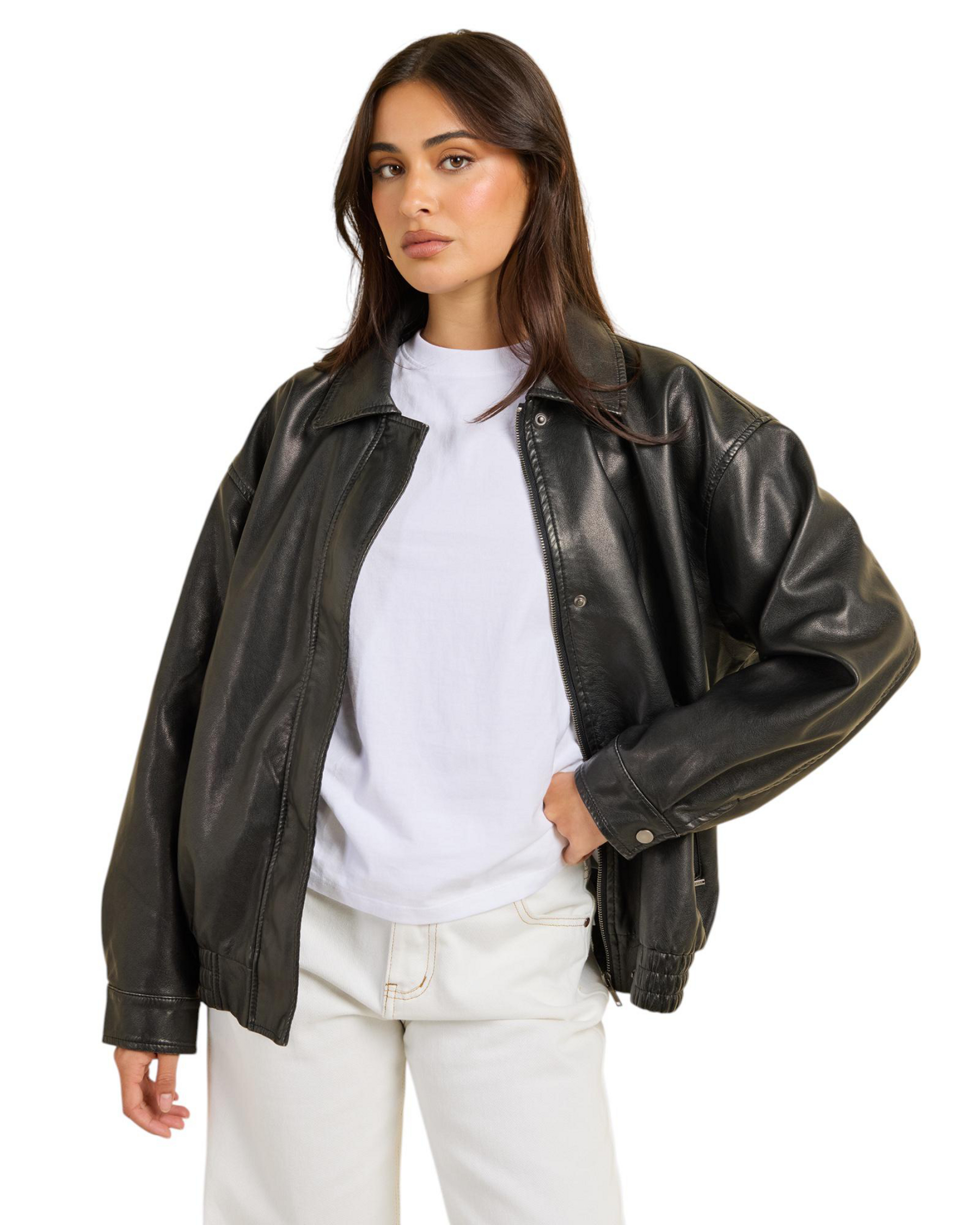 Ava And Ever Maverick Faux Leather Bomber Jacket - Picture 16 of 21