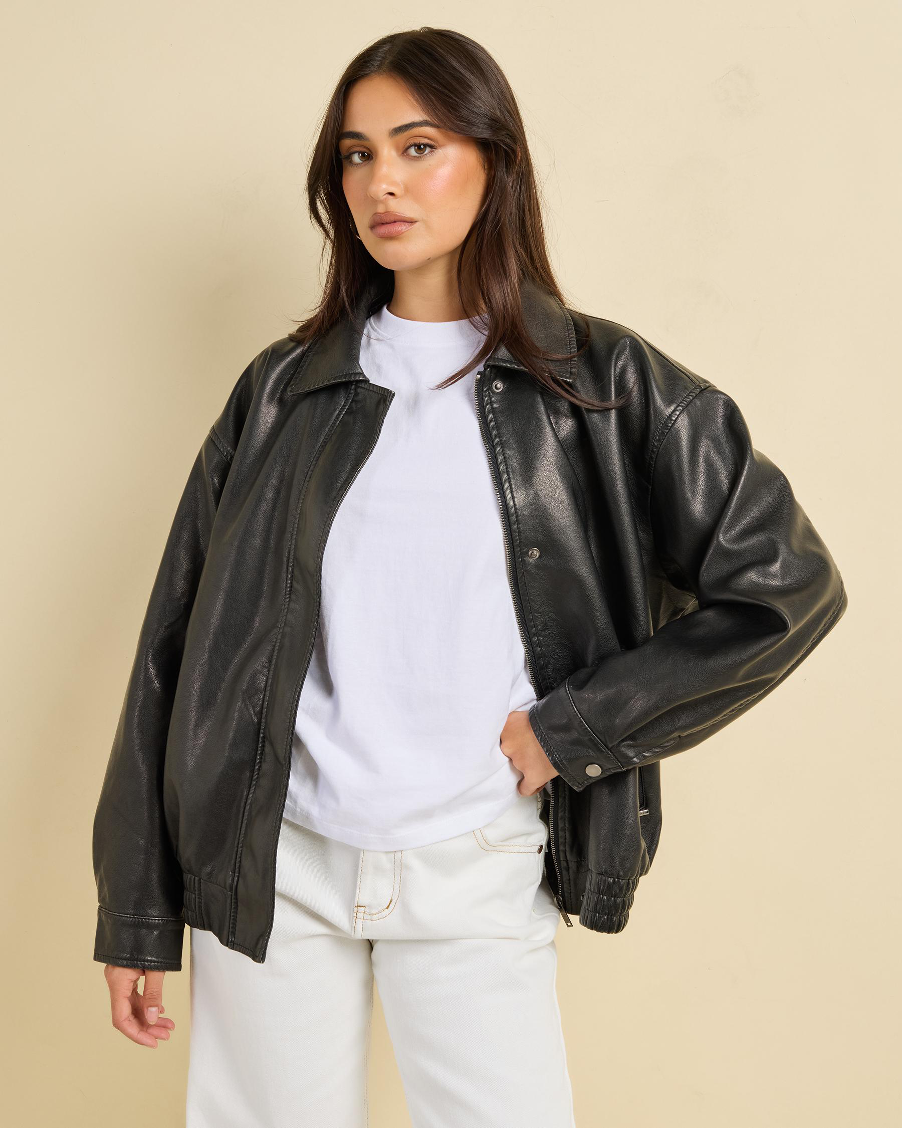 Ava And Ever Maverick Faux Leather Bomber Jacket - Picture 15 of 21