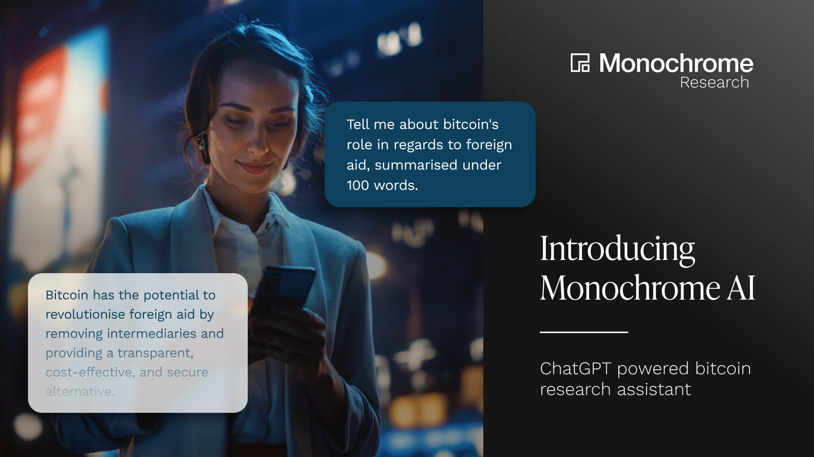 Introducing Monochrome AI - ChatGPT Powered Bitcoin Research Assistant |  Monochrome News