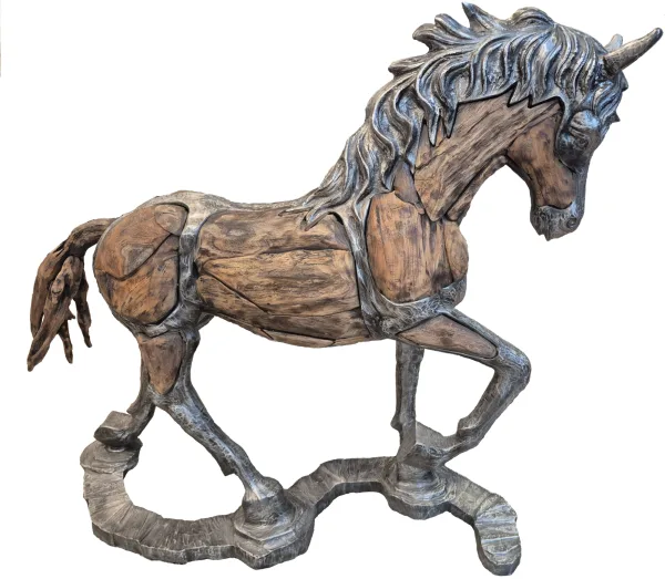 TEAK AND ALUMINIUM MINI HORSE