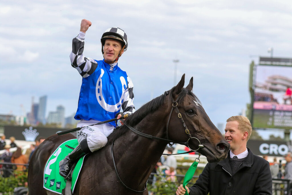Mark Zahra aboard Gold Trip in the 2022 Melbourne Cup