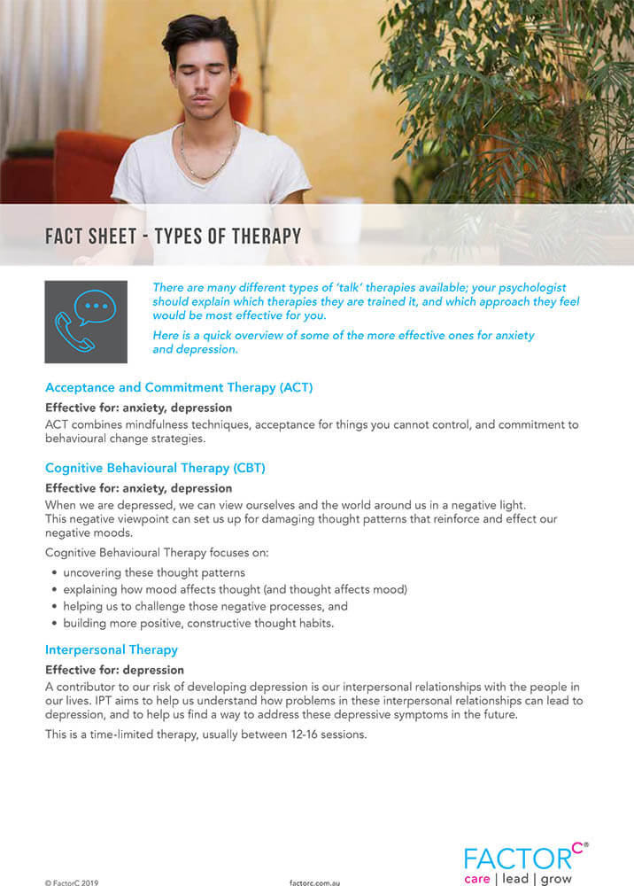 factor c fact sheet on types of therapy