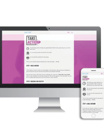 desktop and mobile screens of factor c in action