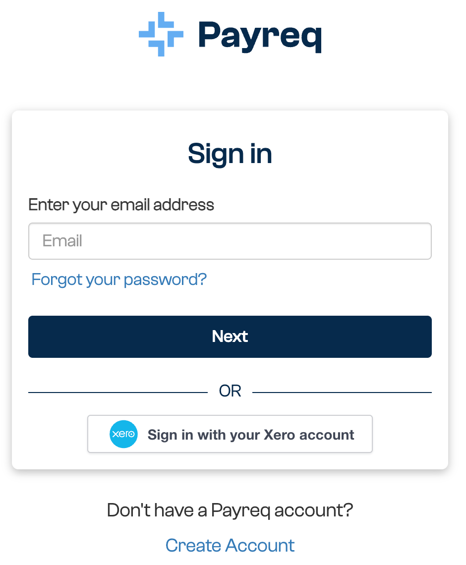 Payreq Delivery login page at go.payreq.com