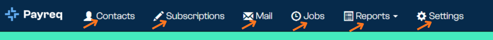 Top navigation menu showing the main tabs
