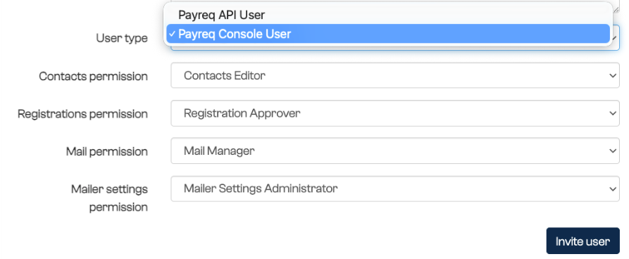 Inviting an API user