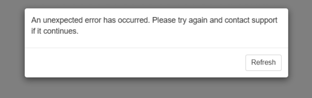 The error screen an API user sees after setting their password