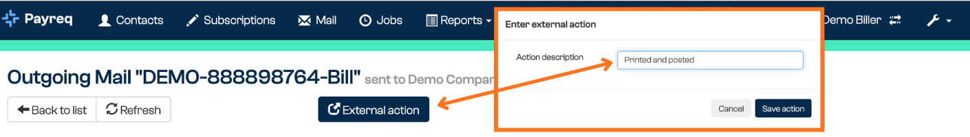 External Action on an undeliverable Mail item