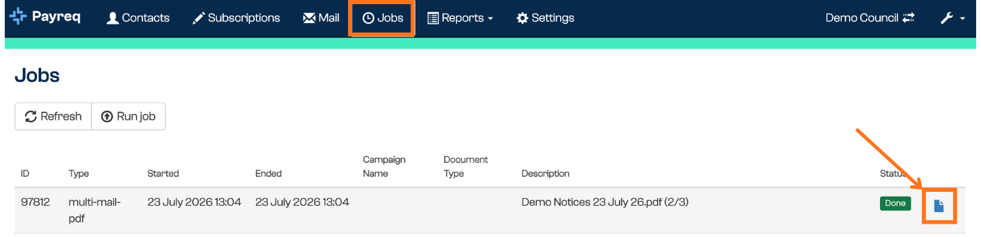 Downloading non-digital documents from the Jobs tab