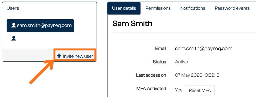 Invite User form