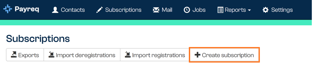 Create Subscription button on the Subscriptions tab