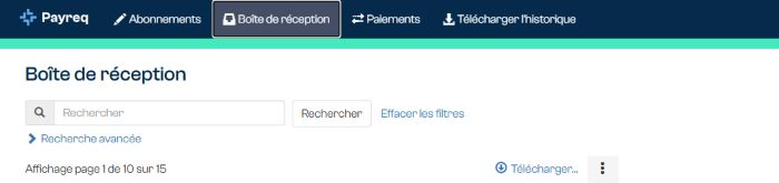 Barre de recherche de la boîte de réception.