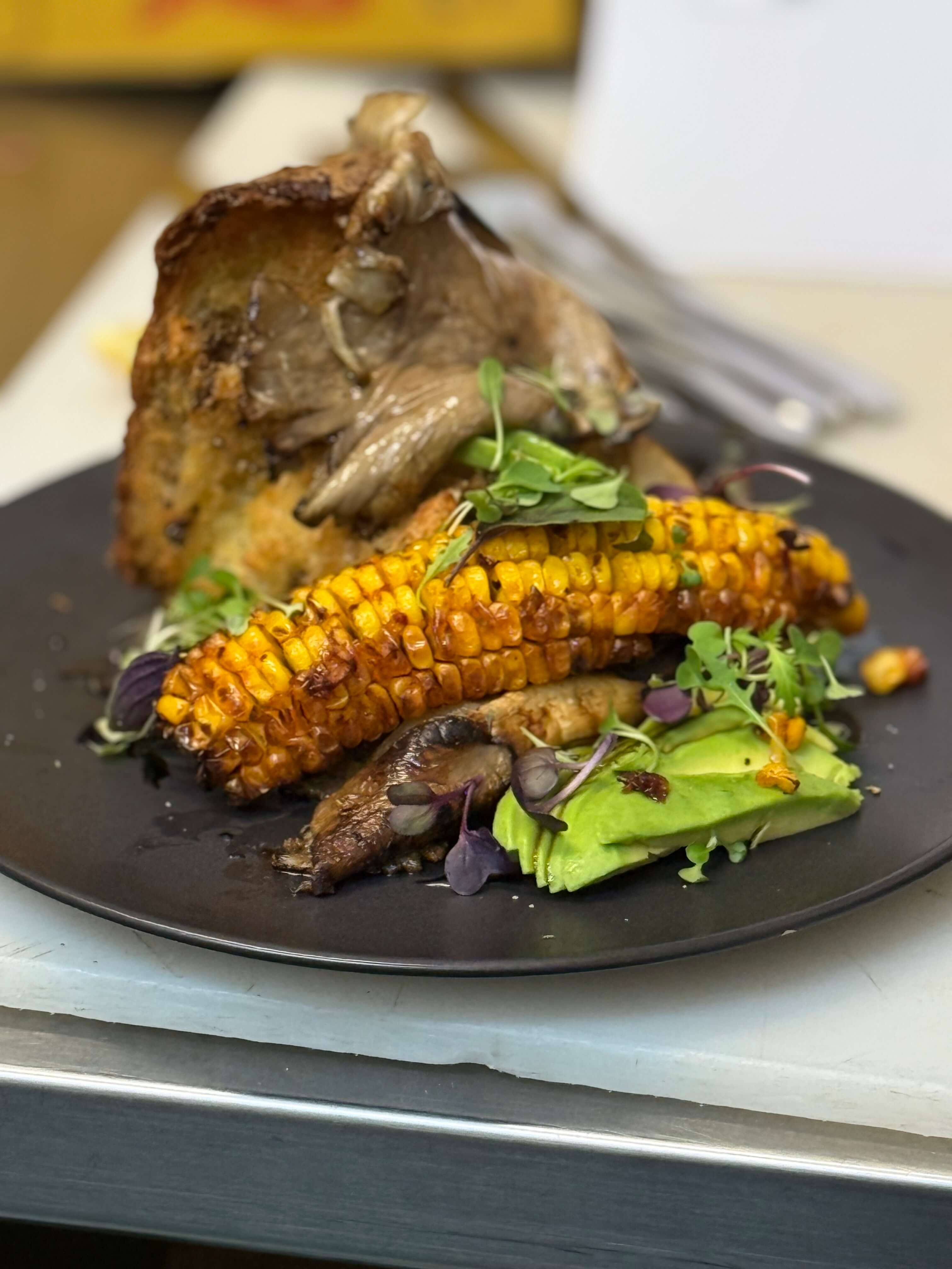 Customer's oyster mushroom dish made with Dura Fungi organic mushrooms