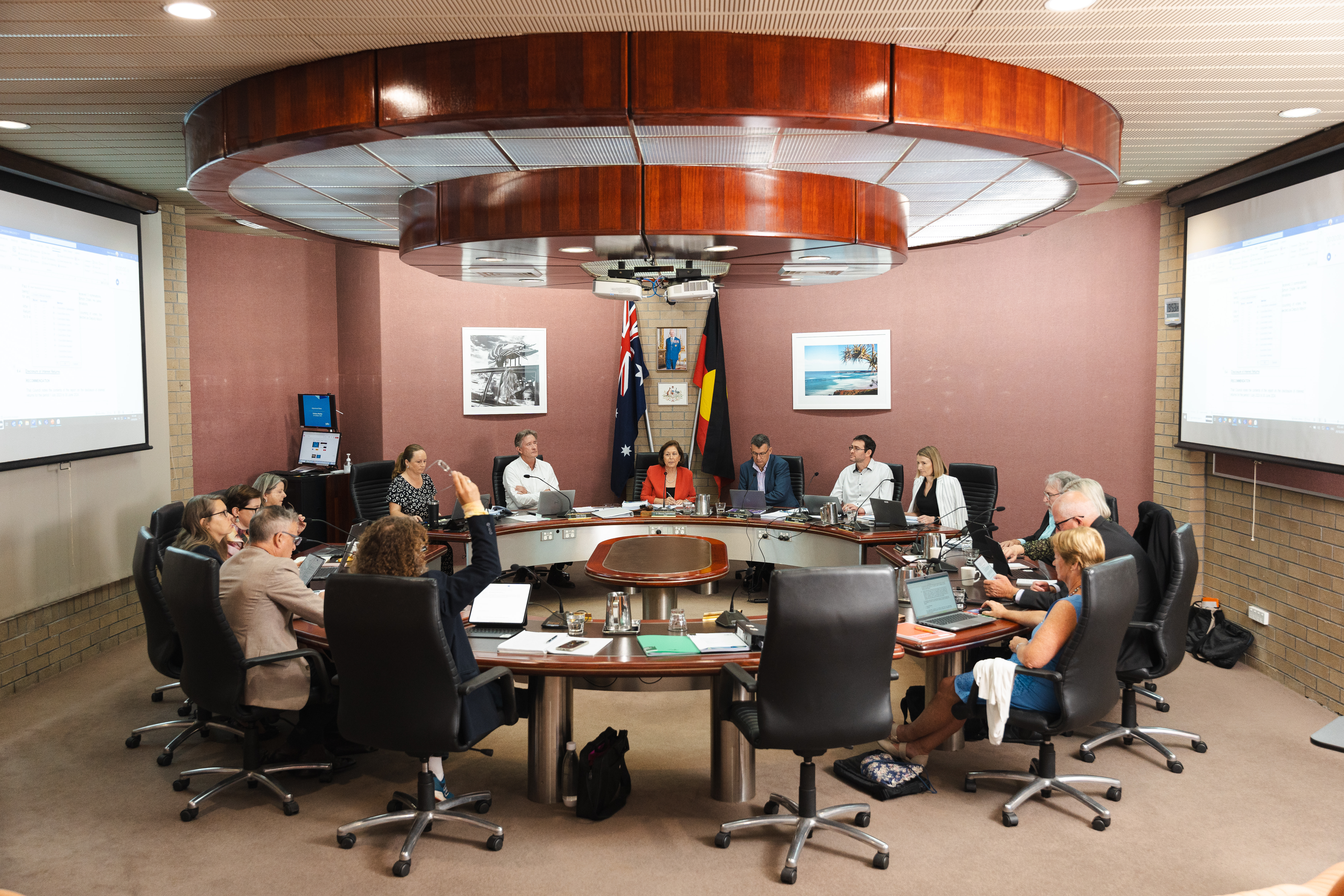 Ballina Shire Councillors in Council Chambers