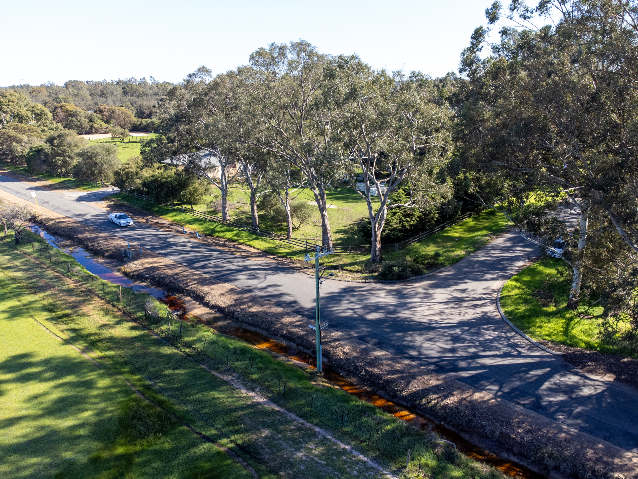 Road in Shire with ute driving on left hand side