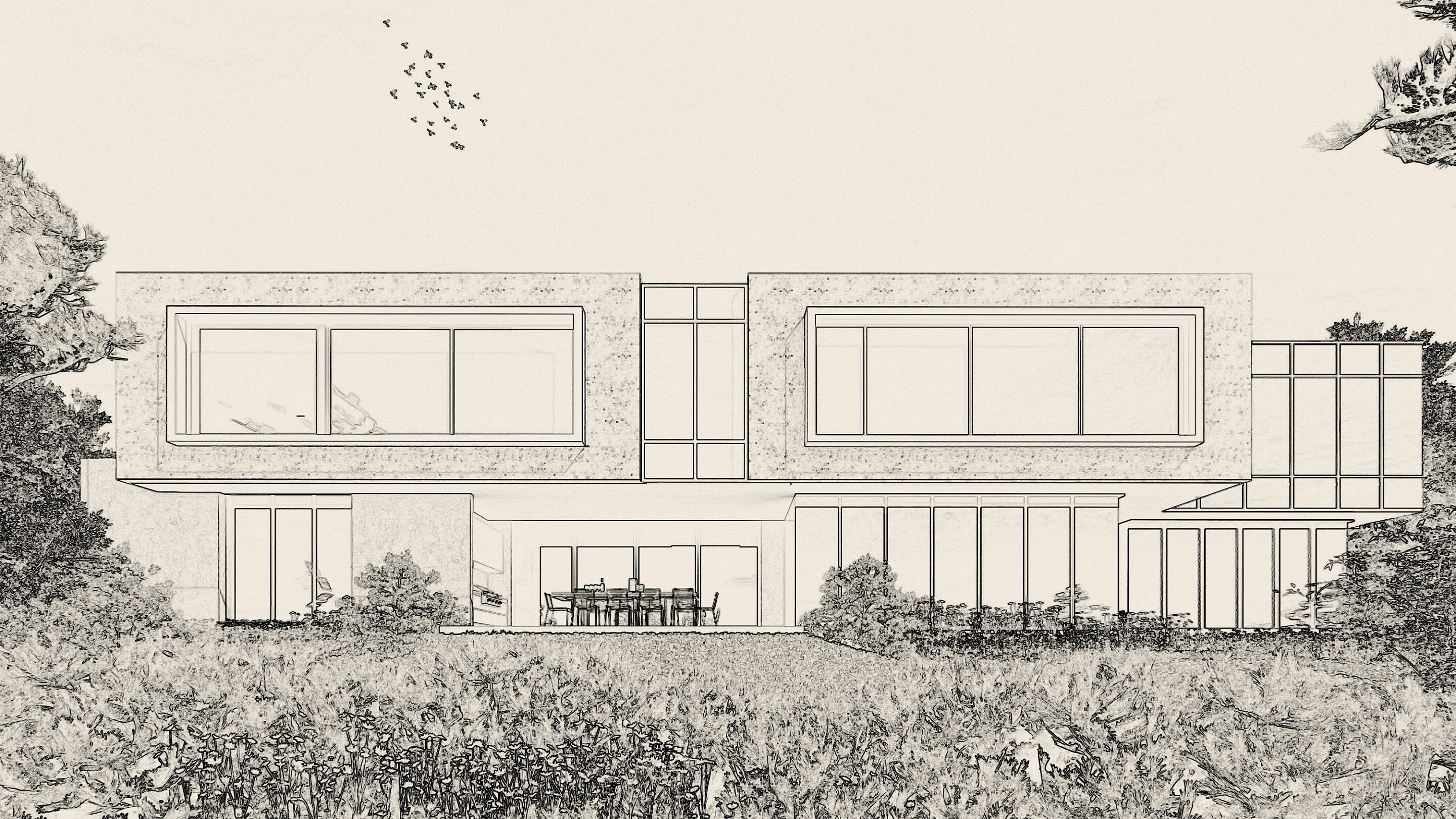 BW Sketch Facades ivanhoe southelevation