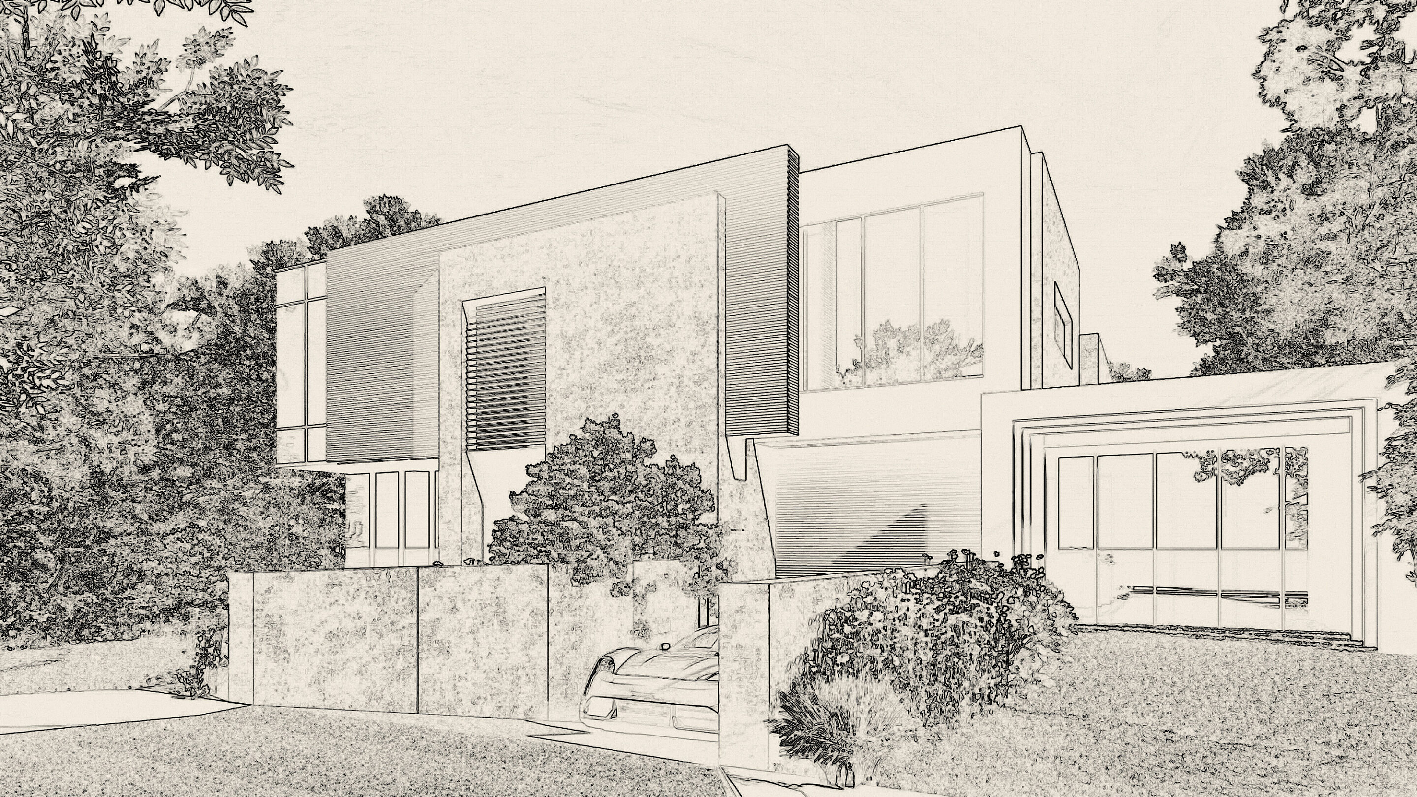 BW Sketch Facades mcdonald frontview