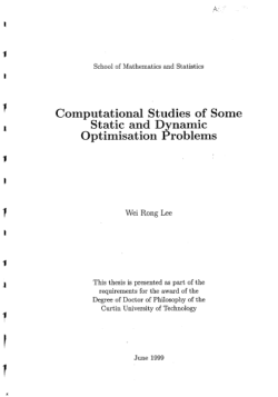 Item - Computational studies of some static and dynamic optimisation ...