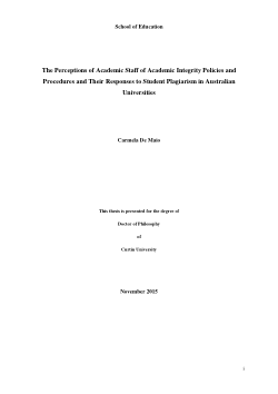 Item - The perceptions of academic staff of academic integrity policies ...