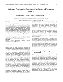 Item - Software engineering ontology - the instance knowledge (Part II ...