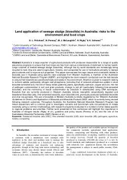 Item - Land application of sewage sludge (biosolids) in Australia ...