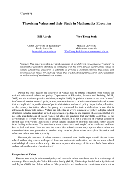 Item - Theorising Values and their Study in Mathematics Education ...