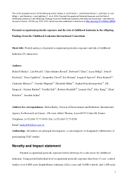 Item - Parental Occupational Pesticide Exposure and the Risk of ...