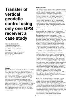 Item - Transfer of vertical geodetic control using only one GPS ...