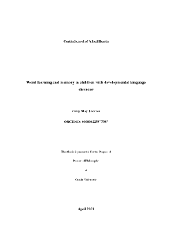 Item - Word learning and memory in children with developmental language ...