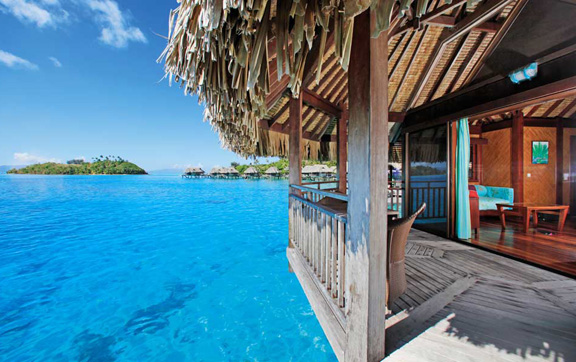 the sofitel bora bora private island resort, View from Deck of Luxury Island Over-Water Bungalow, Sofitel Bora Bora Private Island Resort
