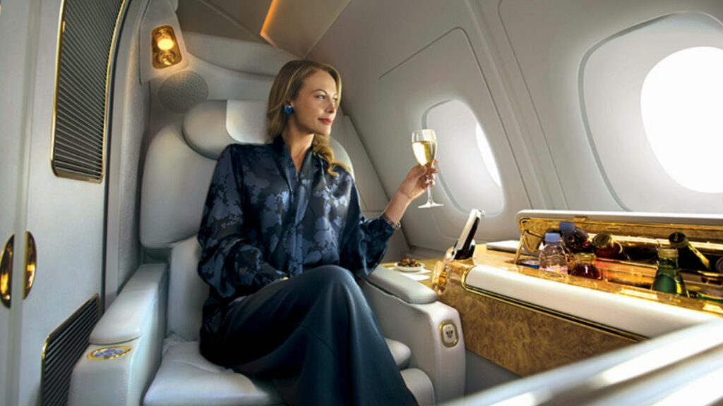 Emirates first class cabin on A380