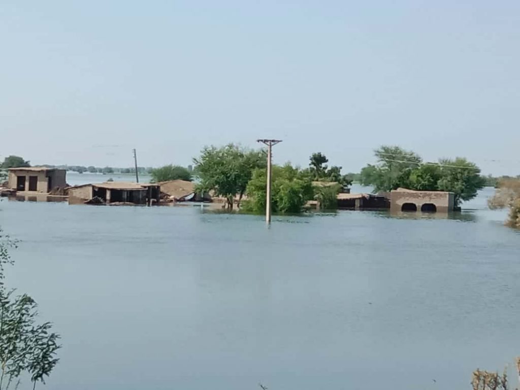 Village in Pakistan under flood water