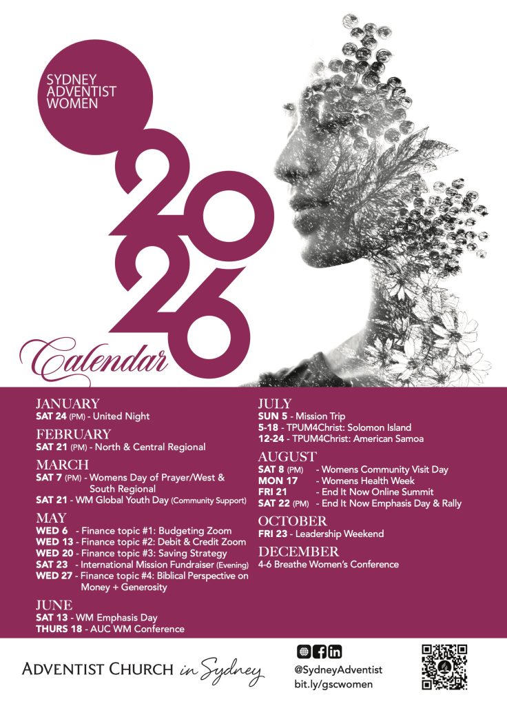 Sydney Adventist Christian Community Women's Calendar 2026