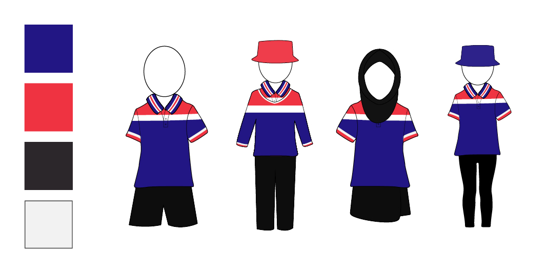 The blue/red option for the uniform