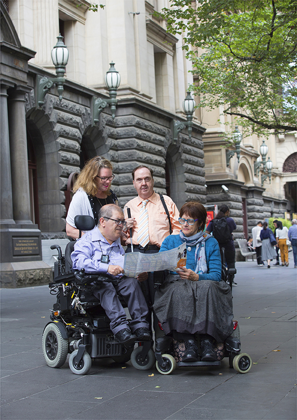 Group of people meeting outside of the Town Hall