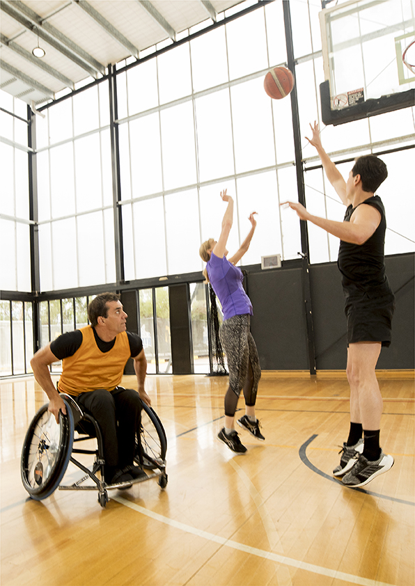 People playing basketball