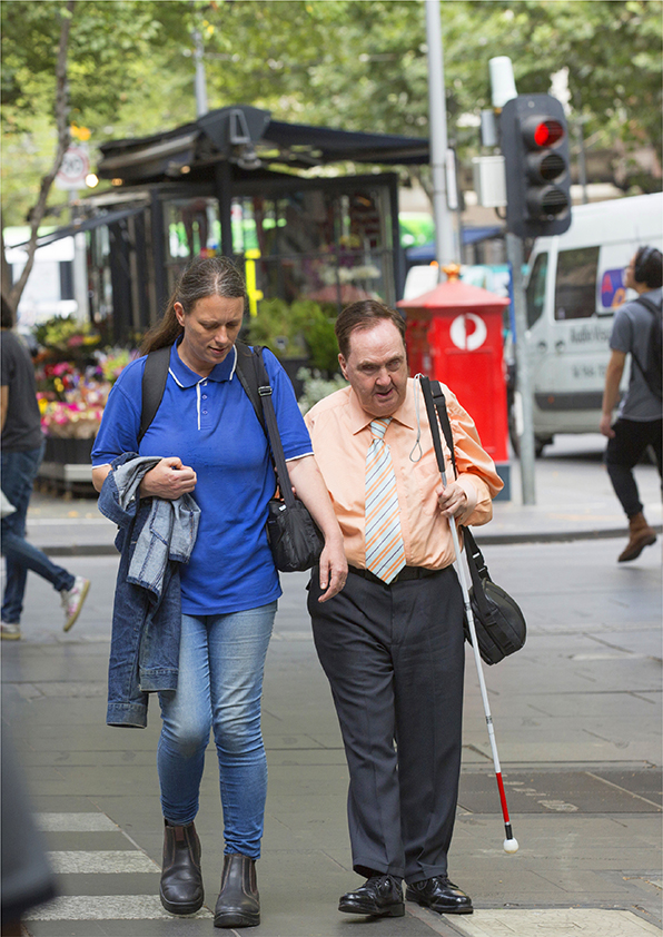 Person walking across the street