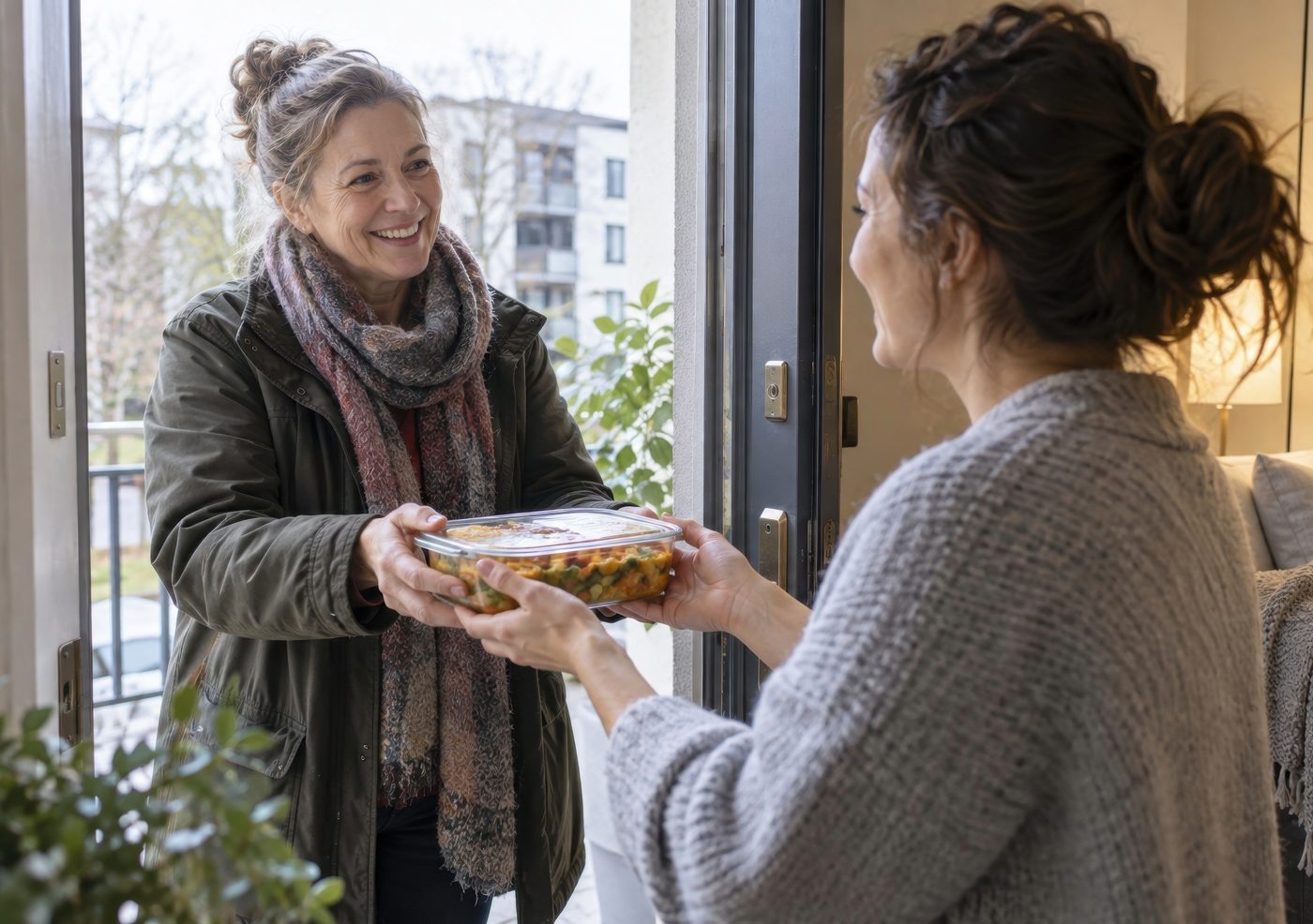 Preparing a meal for someone in need