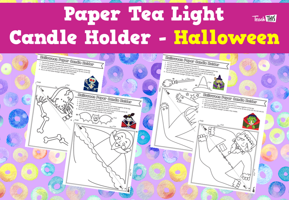 Paper Tea Light Candle Holder - Halloween